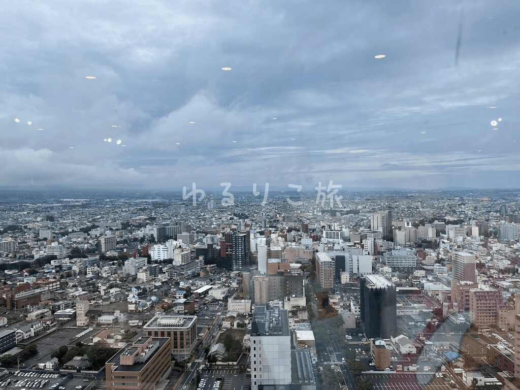 群馬県庁32階の展望ホールから見た前橋の街並み
